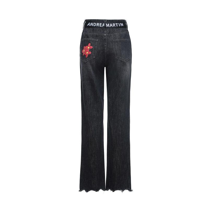 ANDREA MARTIN Black Floral Jeans | MADA IN CHINA