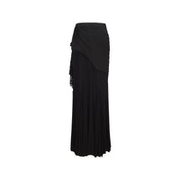 ELYWOOD Black Floral Split Draped Mid-Length Skirt | MADA IN CHINA