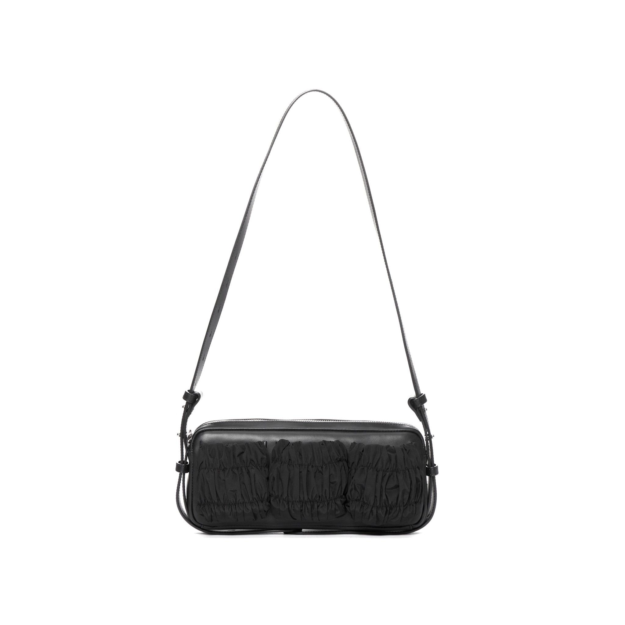 LOST IN ECHO Black Flower Bud Pleated Cross-body Mobile Phone Bag | MADA IN CHINA