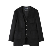 SOMESOWE Black Fluffy Blazer Jacket | MADA IN CHINA