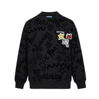 13 DE MARZO Black Full Print Flocked Sweatshirt | MADA IN CHINA