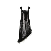 ARTE PURA Black Fur Sequin Dress | MADA IN CHINA
