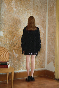ARTE PURA Black Fur Sequin Shawl | MADA IN CHINA