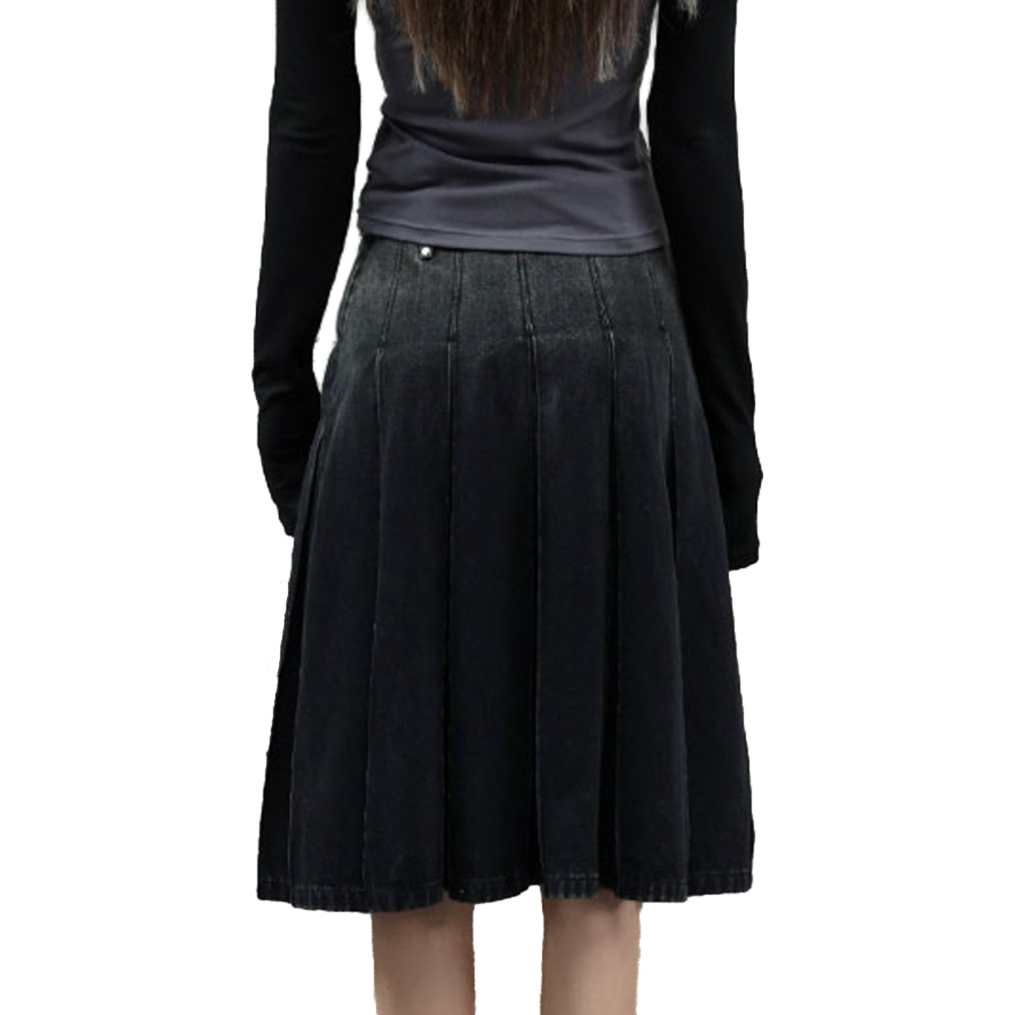 SOMESOWE Black Gradient Denim Skirt | MADA IN CHINA