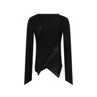 ELYWOOD Black High Neck Patchwork Top | MADA IN CHINA