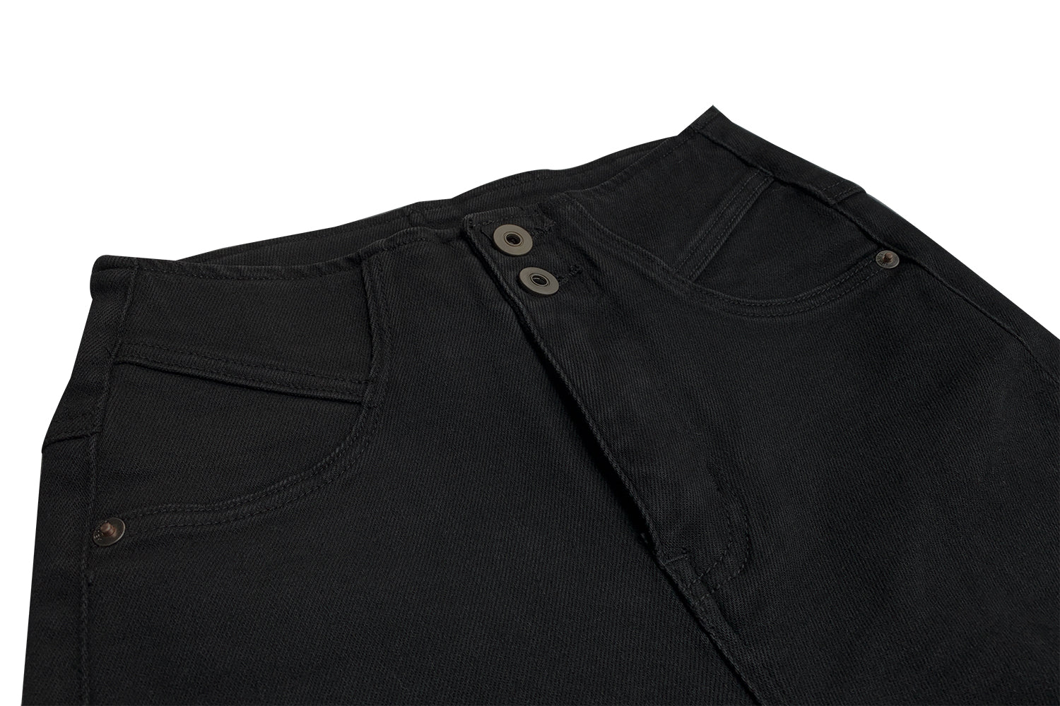 SOMESOWE Black High Waist Stretchy Button Pants | MADA IN CHINA