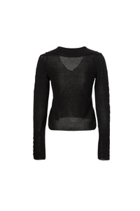 KNIT CLUB 1990™ Black Hollow Long Sleeve Top | MADA IN CHINA