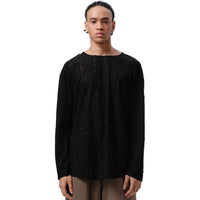 VANN VALRENCÉ Black Hollow-out Thin T-shirt | MADA IN CHINA