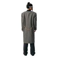 ANN ANDELMAN Black Houndstooth Panelled Leather Coat | MADA IN CHINA