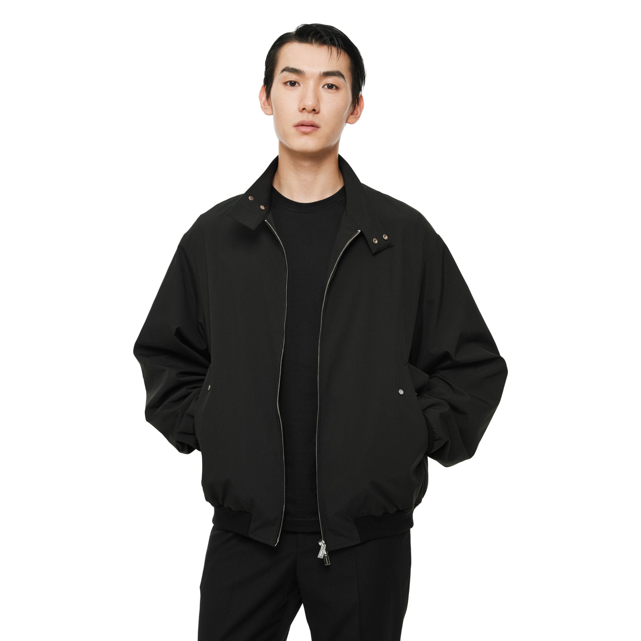 UNAWARES Black Irregular Patchwork Harrington Jacket | MADA IN CHINA