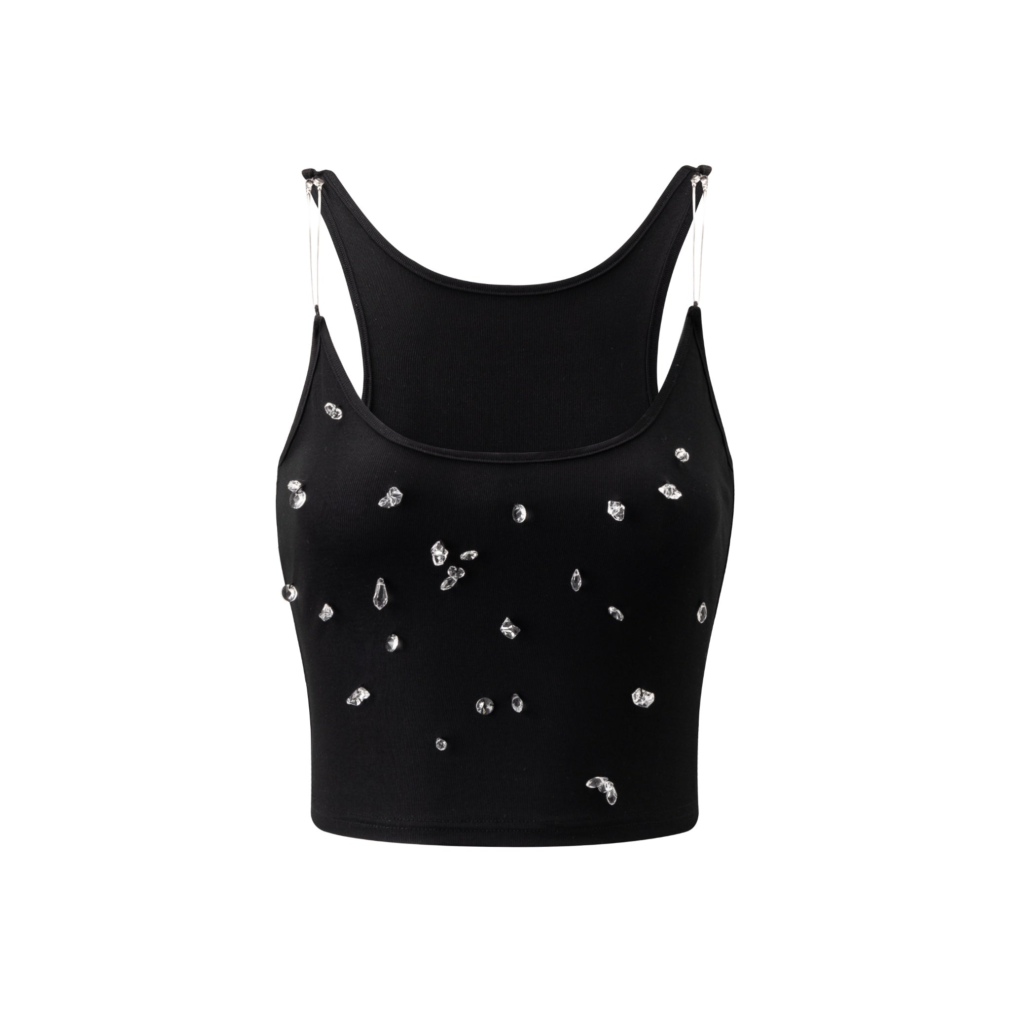 ONOFFON Black Knit Crystal Camisole Top | MADA IN CHINA