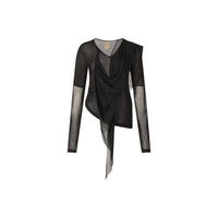 ELYWOOD Black Knit Top With Cutout Pieces | MADA IN CHINA