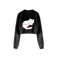 SOMESOWE Black Knitted Kitty Sweater | MADA IN CHINA