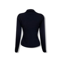NOT FOR US Black Lapel Button Knit Top | MADA IN CHINA