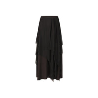 ELYWOOD Black Layers Folded Mid-Length Skirt | MADA IN CHINA