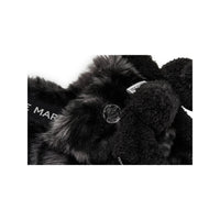 13DE MARZO Black Logo Furry Plush Slipper | MADA IN CHINA