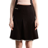 ARTE PURA Black Long Pleated A-line Half Slip Skirt | MADA IN CHINA