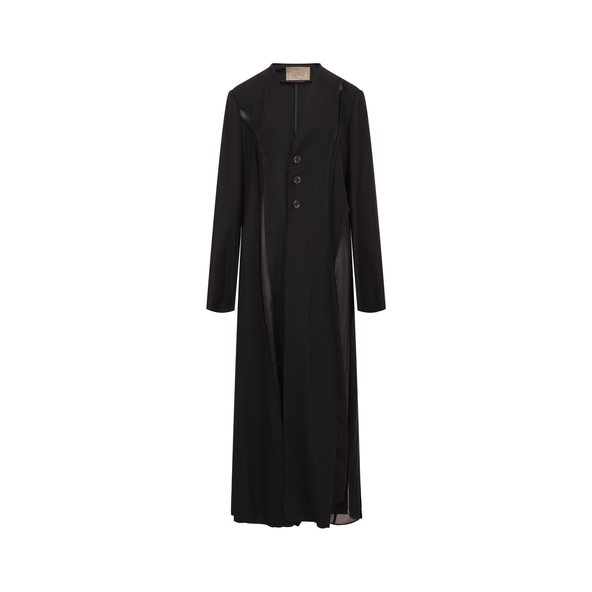 ELYWOOD Black Long Silk Coat | MADA IN CHINA