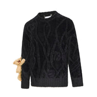 13 DE MARZO Black Long Wool Jacquard Sweater | MADA IN CHINA