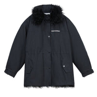 VANN VALRENCÉ Black Loose Fit Feather Jacket Coat | MADA IN CHINA