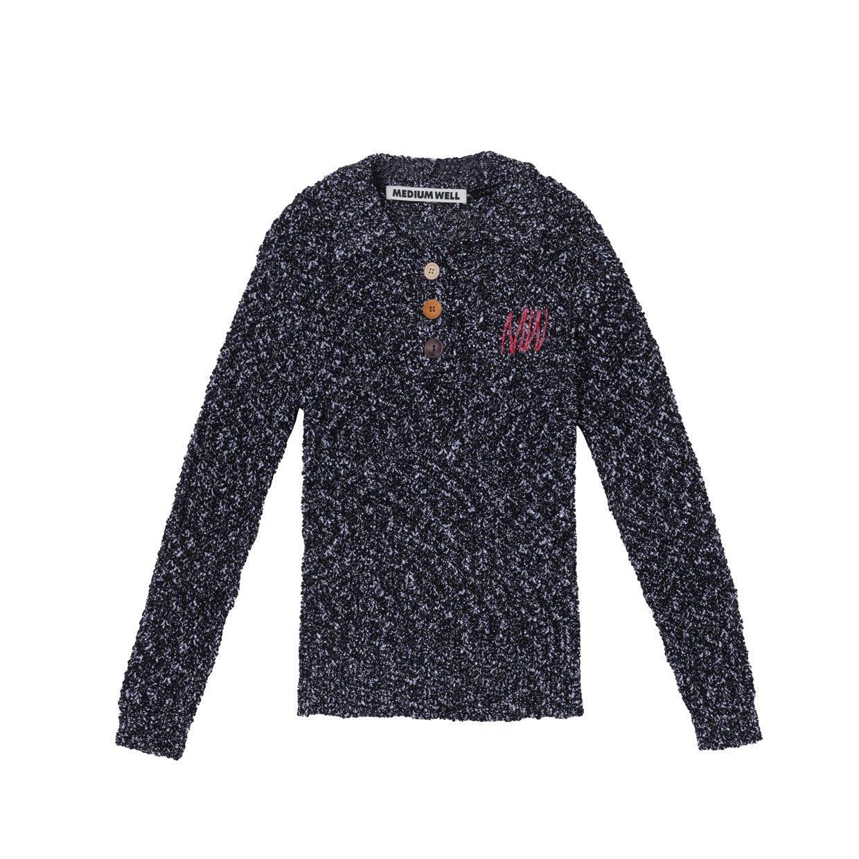 MEDIUM WELL Black Mixed Color Polo Sweater | MADA IN CHINA