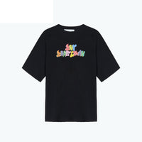 ANN ANDELMAN Black Multicolor Logo Print T-Shirt | MADA IN CHINA