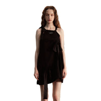 ARTE PURA Black Neck Strapping Dress With Bow Tie | MADA IN CHINA