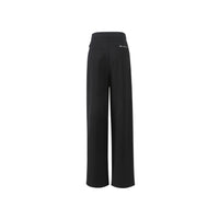 THREE QUARTERS Black Patchwork Wool Wide Leg Suit Pants | MADA IN CHINA