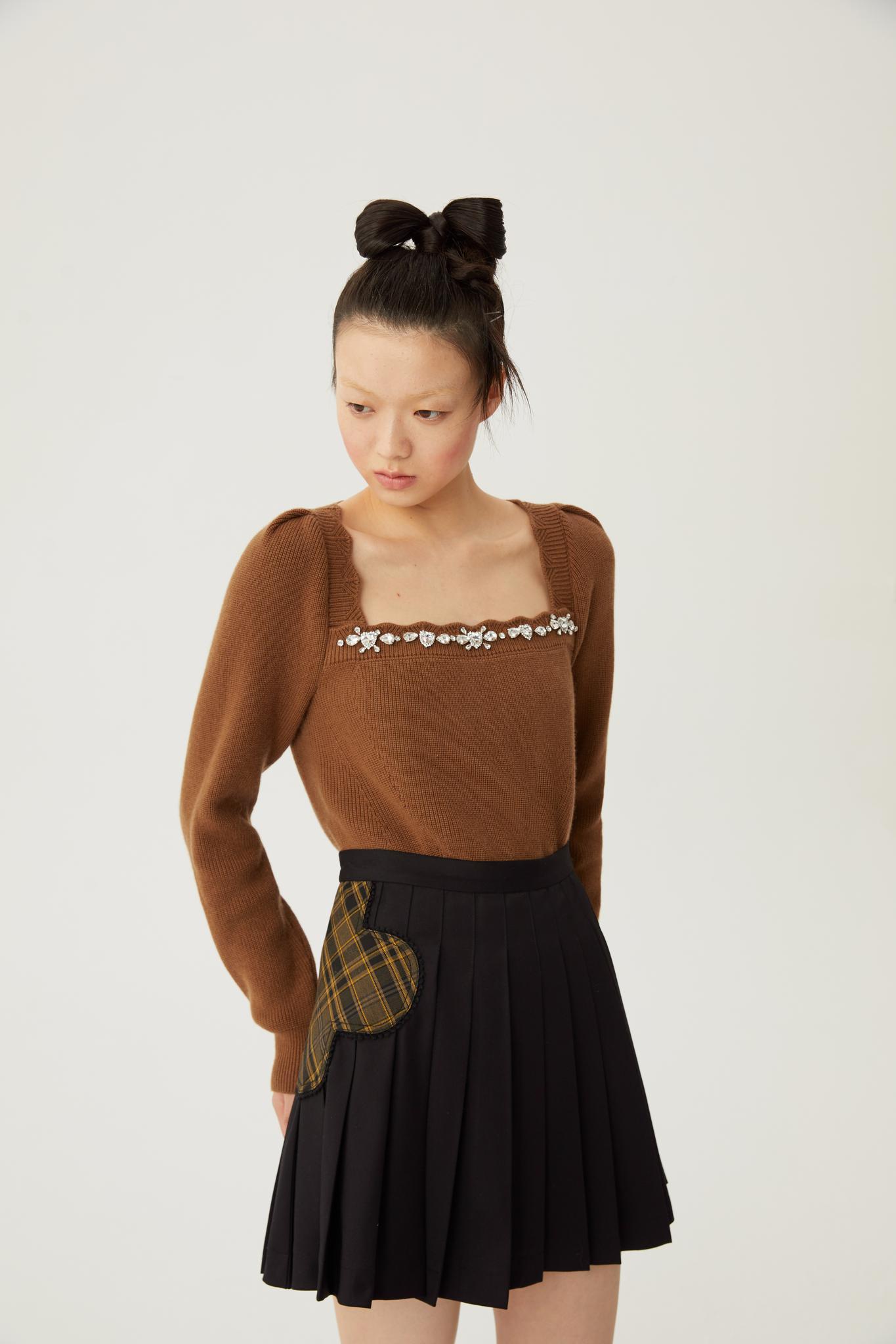 HERLIAN Black Plaid Pleated Skirt | MADA IN CHINA