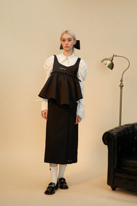 ARTE PURA Black Pleated Long Straight Half Skirt | MADA IN CHINA