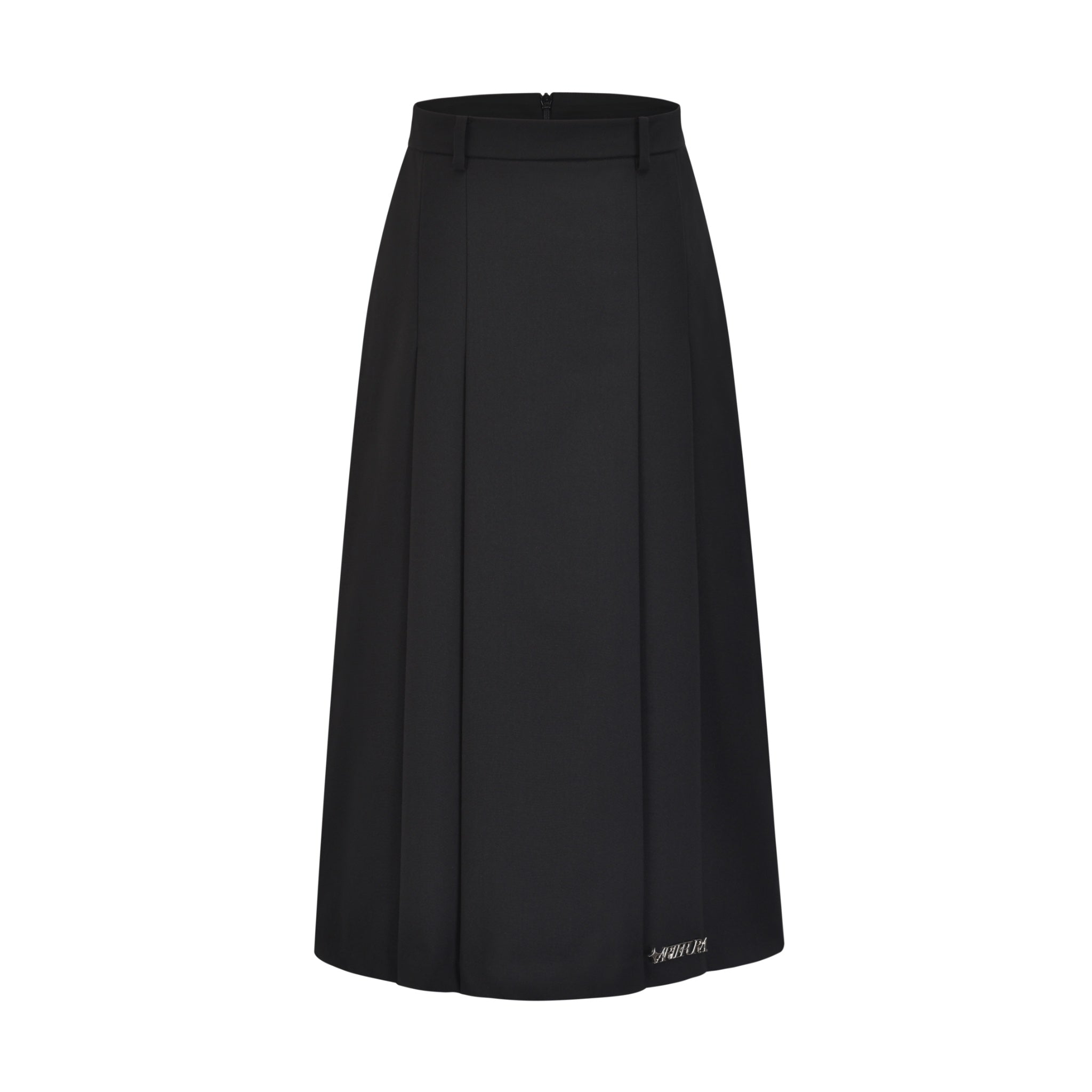 ARTE PURA Black Pleated Long Straight Half Skirt | MADA IN CHINA