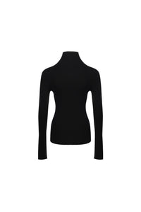 ANN ANDELMAN Black Pullover Half-turtleneck Knit T-shirt | MADA IN CHINA