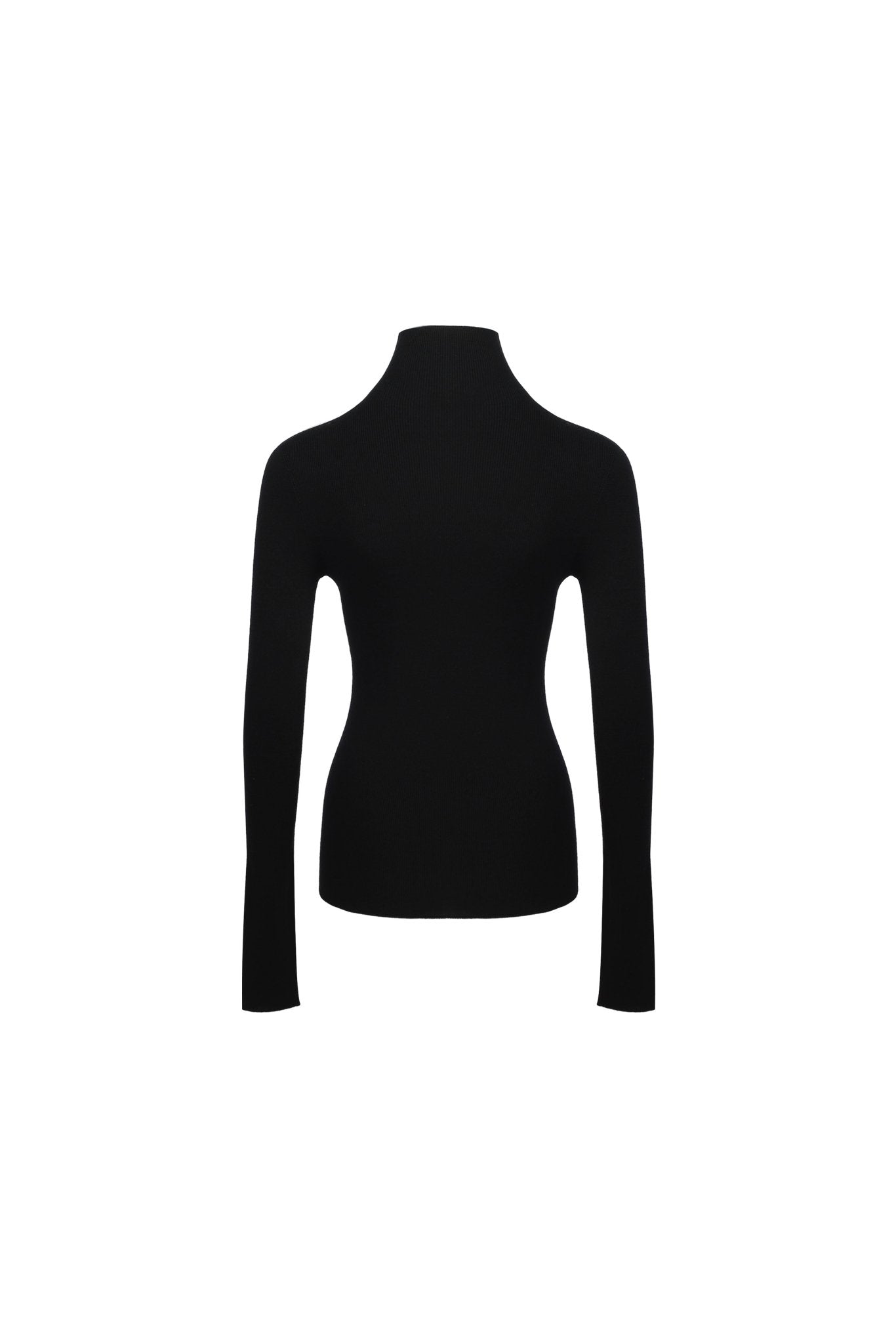 ANN ANDELMAN Black Pullover Half-turtleneck Knit T-shirt | MADA IN CHINA