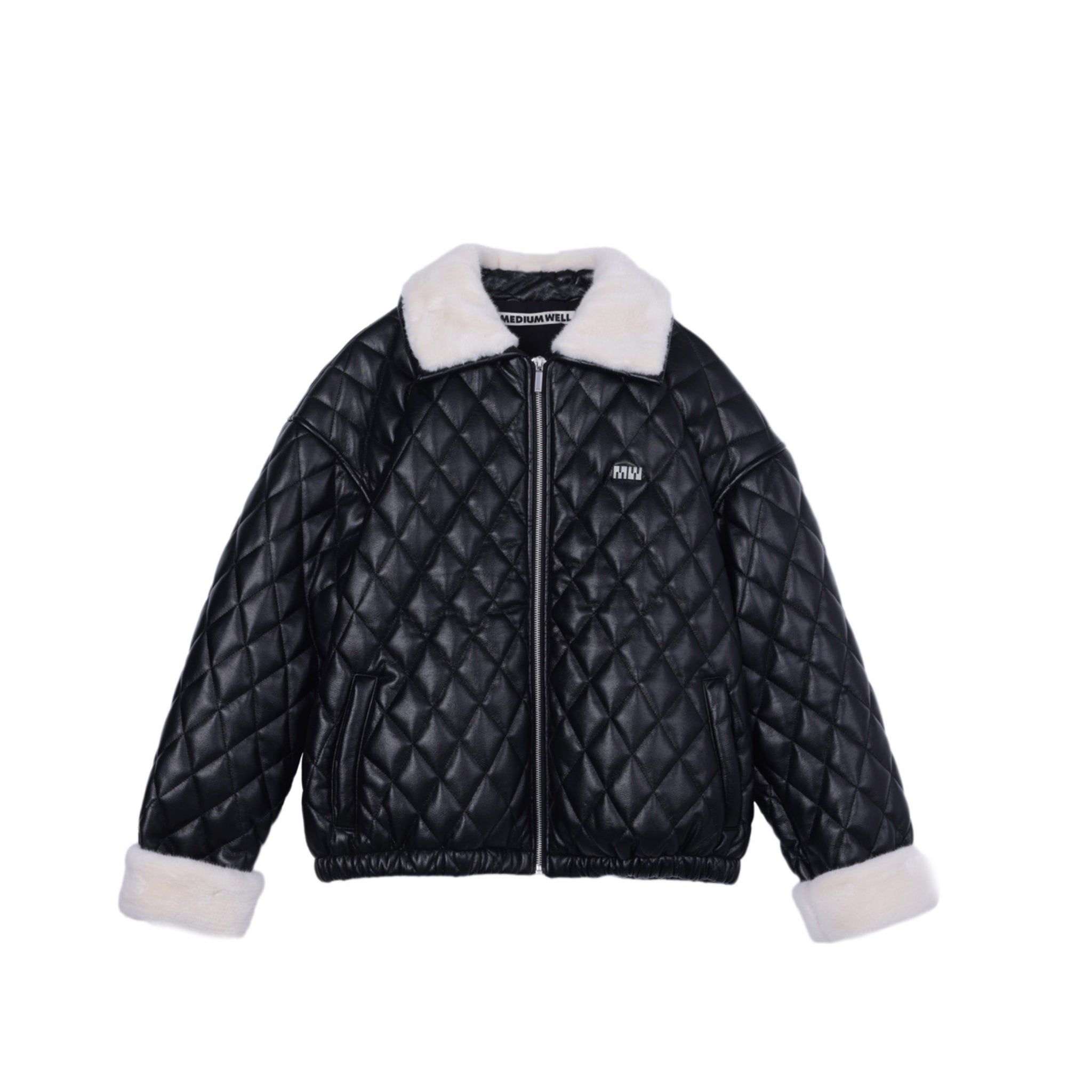 MEDIUM WELL Black Quilted Cotton Quilted Leather Jacket | MADA IN CHINA
