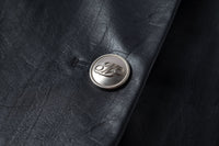 THREE QUARTERS Black Retro Washed Faux Leather Blazer | MADA IN CHINA