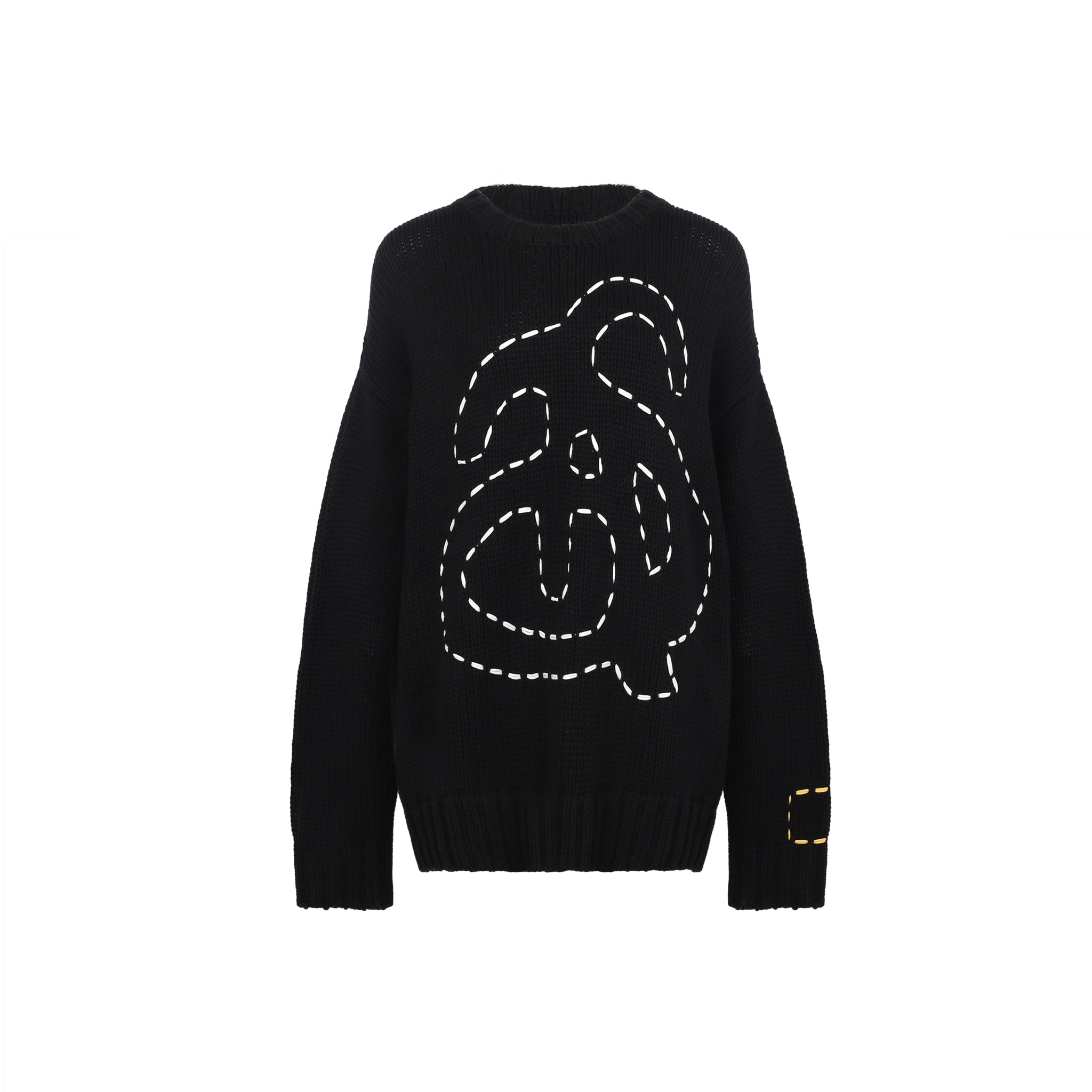 ANN ANDELMAN Black Ribbon Logo Sweater | MADA IN CHINA