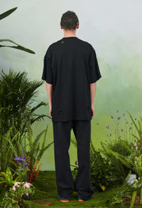 VANN VALRENCÉ Black Ripped Print T-shirt | MADA IN CHINA
