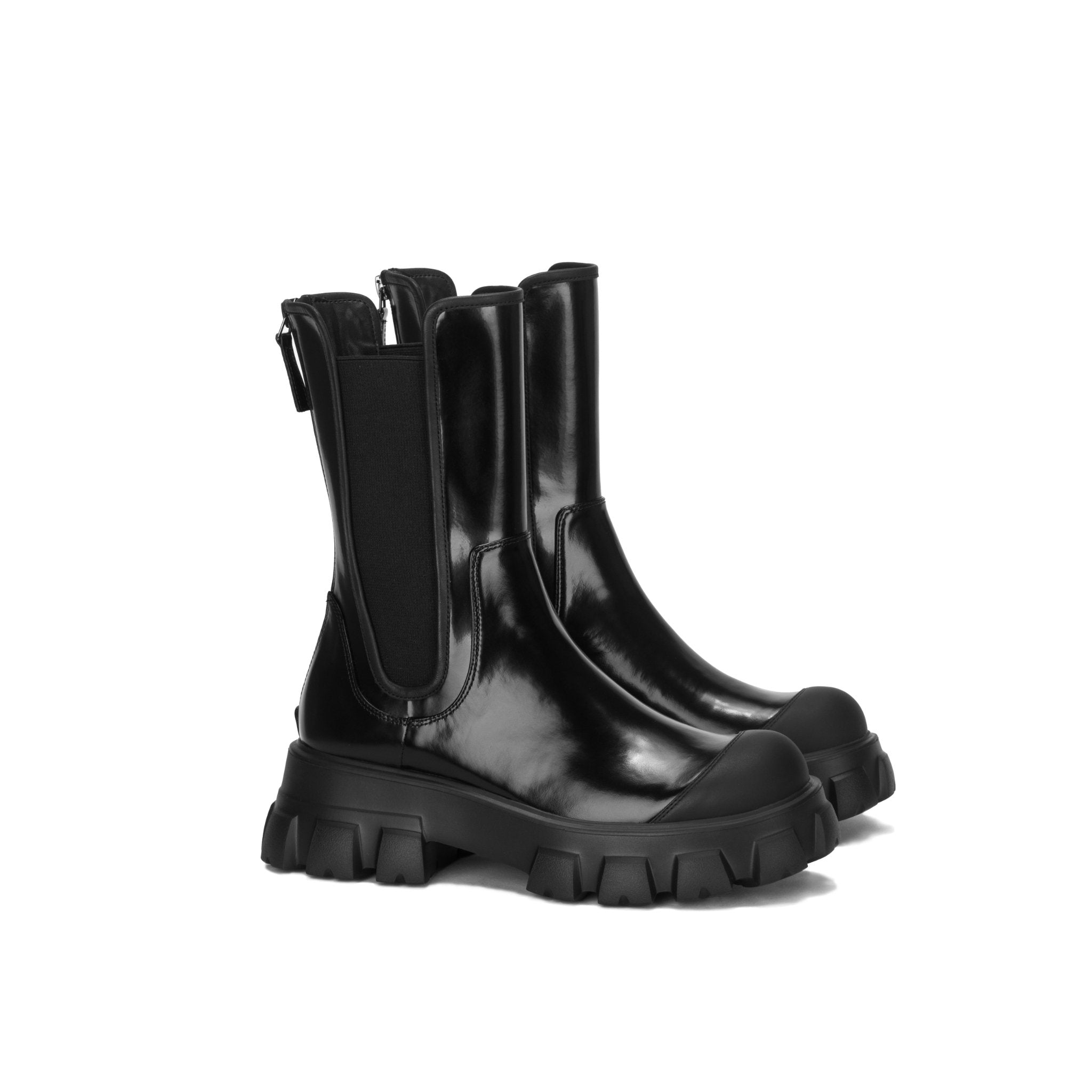 LOST IN ECHO Black Rubber Tote Chelsea Boots | MADA IN CHINA