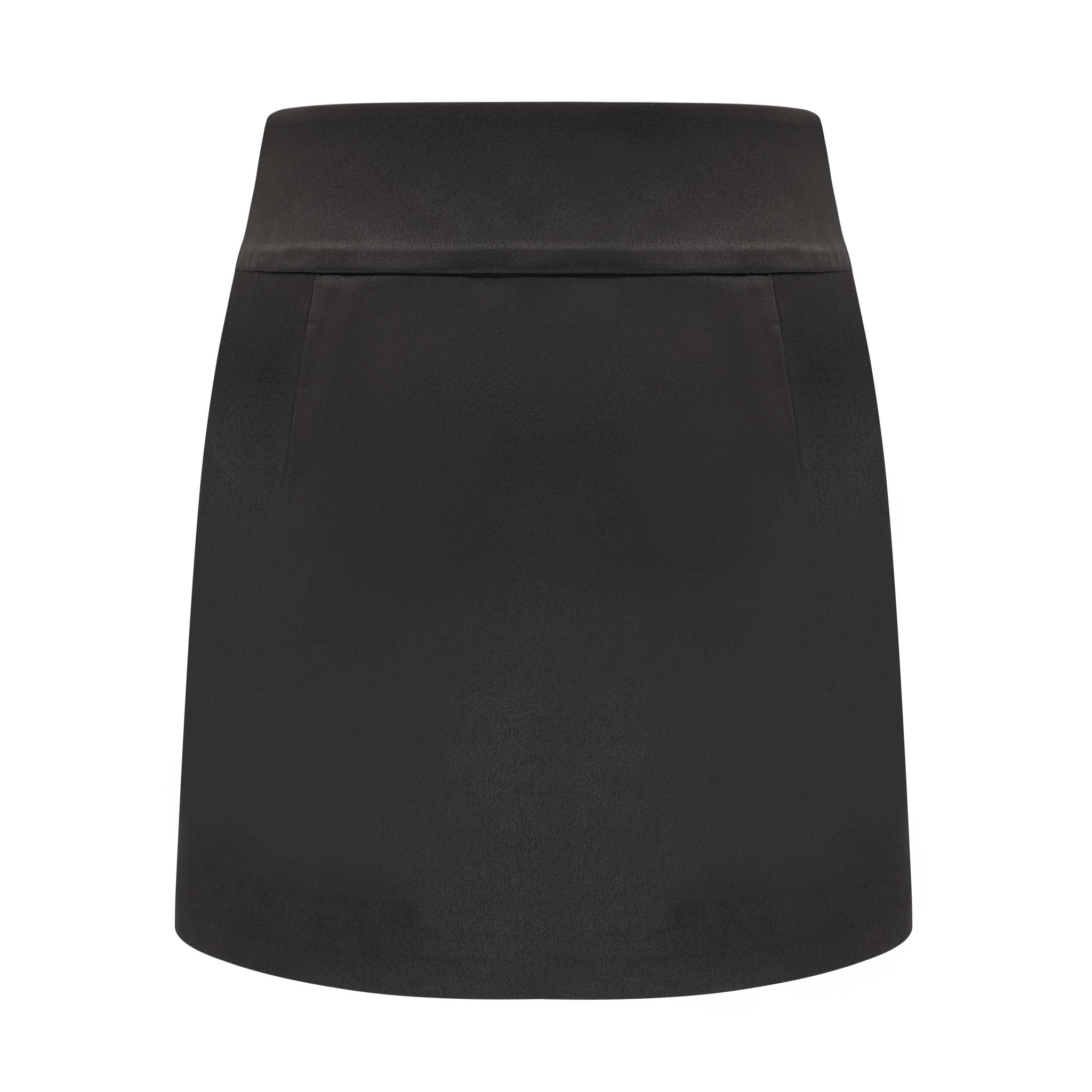 ARTE PURA Black Satin Waist Perforated Bow Half Skirt | MADA IN CHINA