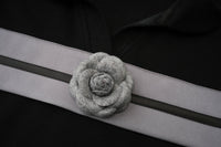 ARTE PURA Black Short Top With Floral Ribbon | MADA IN CHINA