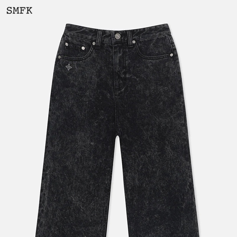 SMFK Black Snowflake Vintage Wide Leg Jeans Black | MADA IN CHINA