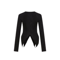 ELYWOOD Black Square Collar Top With Buttons | MADA IN CHINA