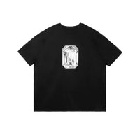 UNAWARES Black Square Diamond Pattern Loose Fit T-shirt | MADA IN CHINA