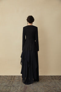 ELYWOOD Black Staggered Layers Shirt | MADA IN CHINA
