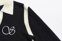 SOMESOWE Black Stitched Polo Sweater | MADA IN CHINA