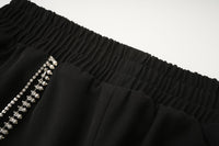 ARTE PURA Black Straight Pants Flare With Chain Decoration | MADA IN CHINA