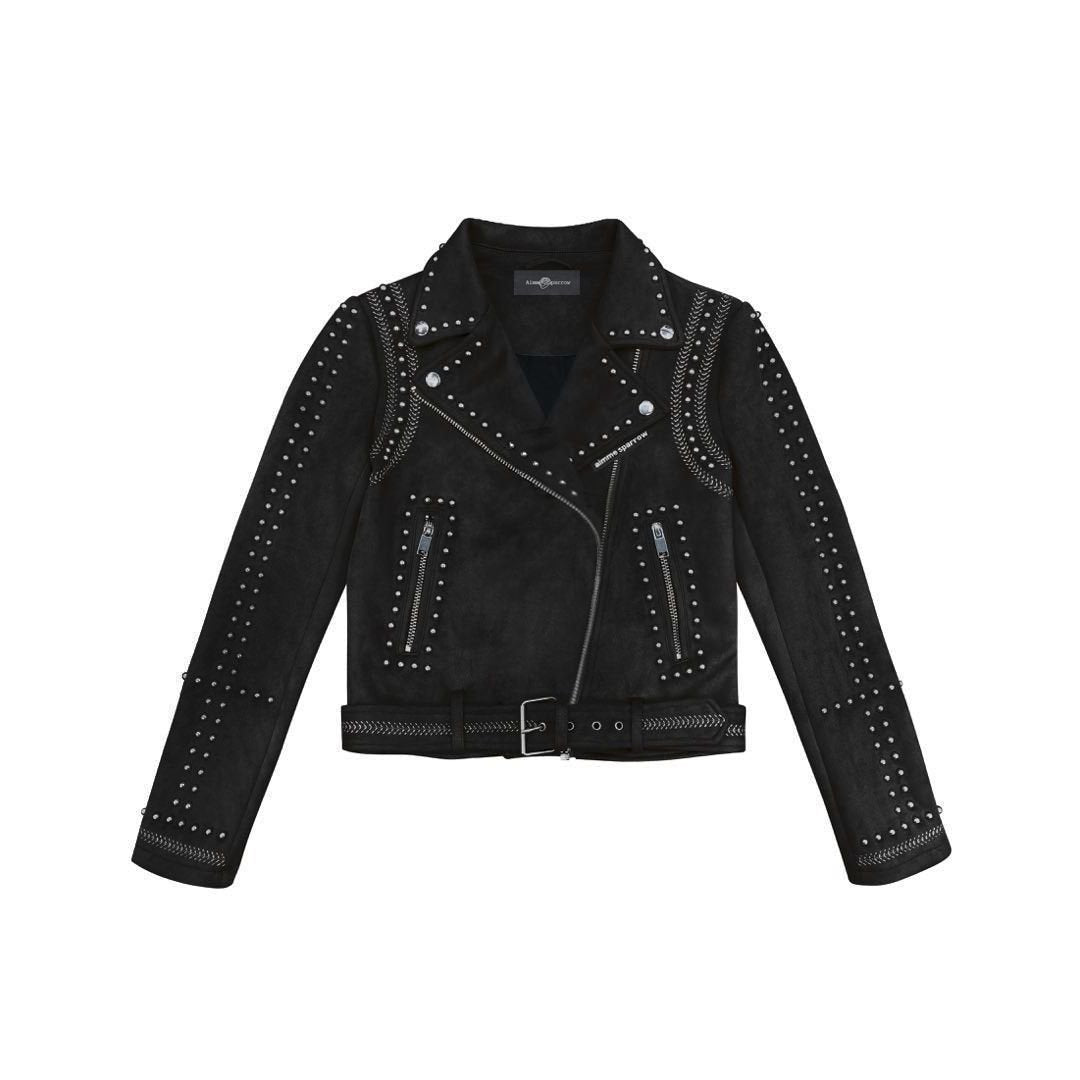 AIMME SPARROW Black Studded Suede Jacket | MADA IN CHINA