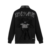 13 DE MARZO Black Sweatshirt Patchwork Plaid Shirt | MADA IN CHINA