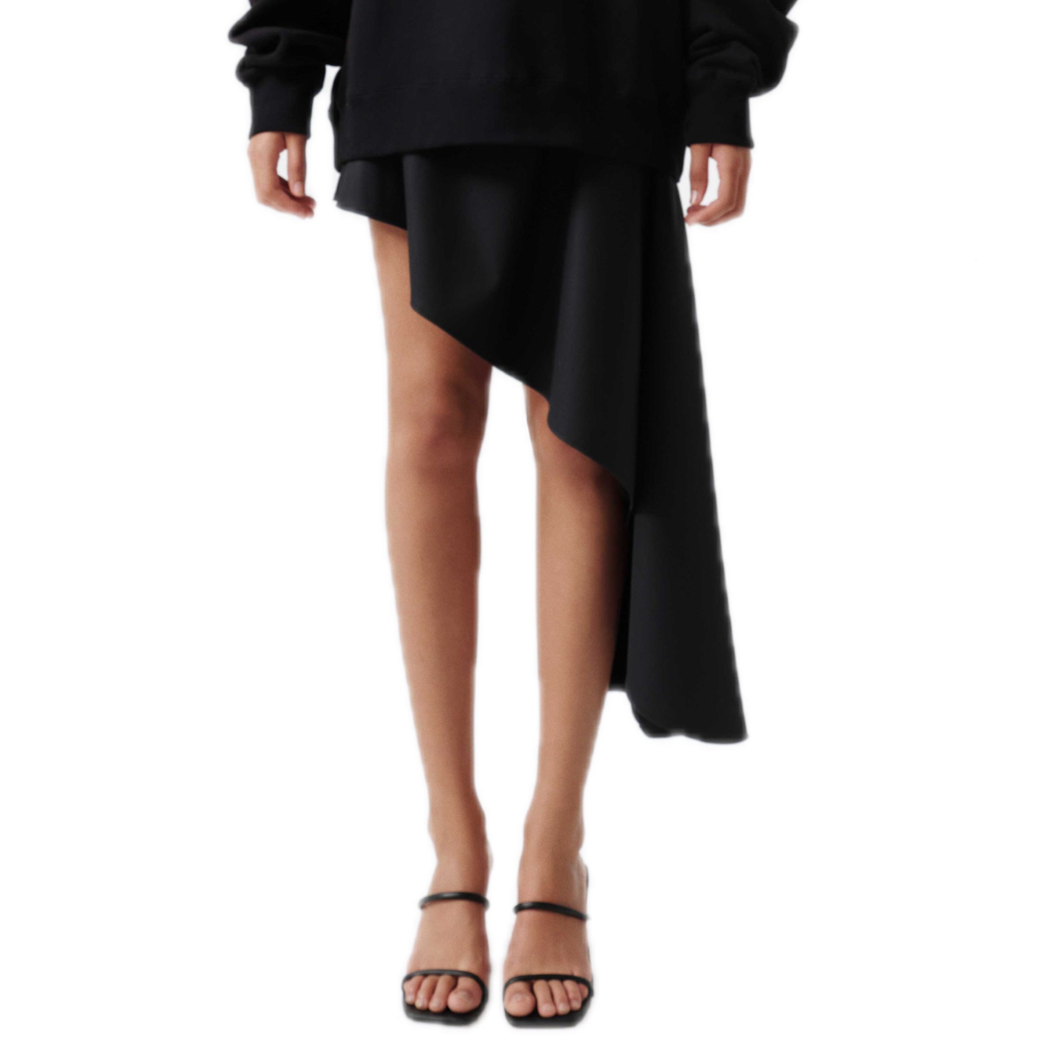 VANN VALRENCÉ Black The Dark Abyss Irregular Cut Half Skirt | MADA IN CHINA