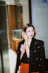 Alexia Sandra Black Tweed Pearl Blazer | MADA IN CHINA
